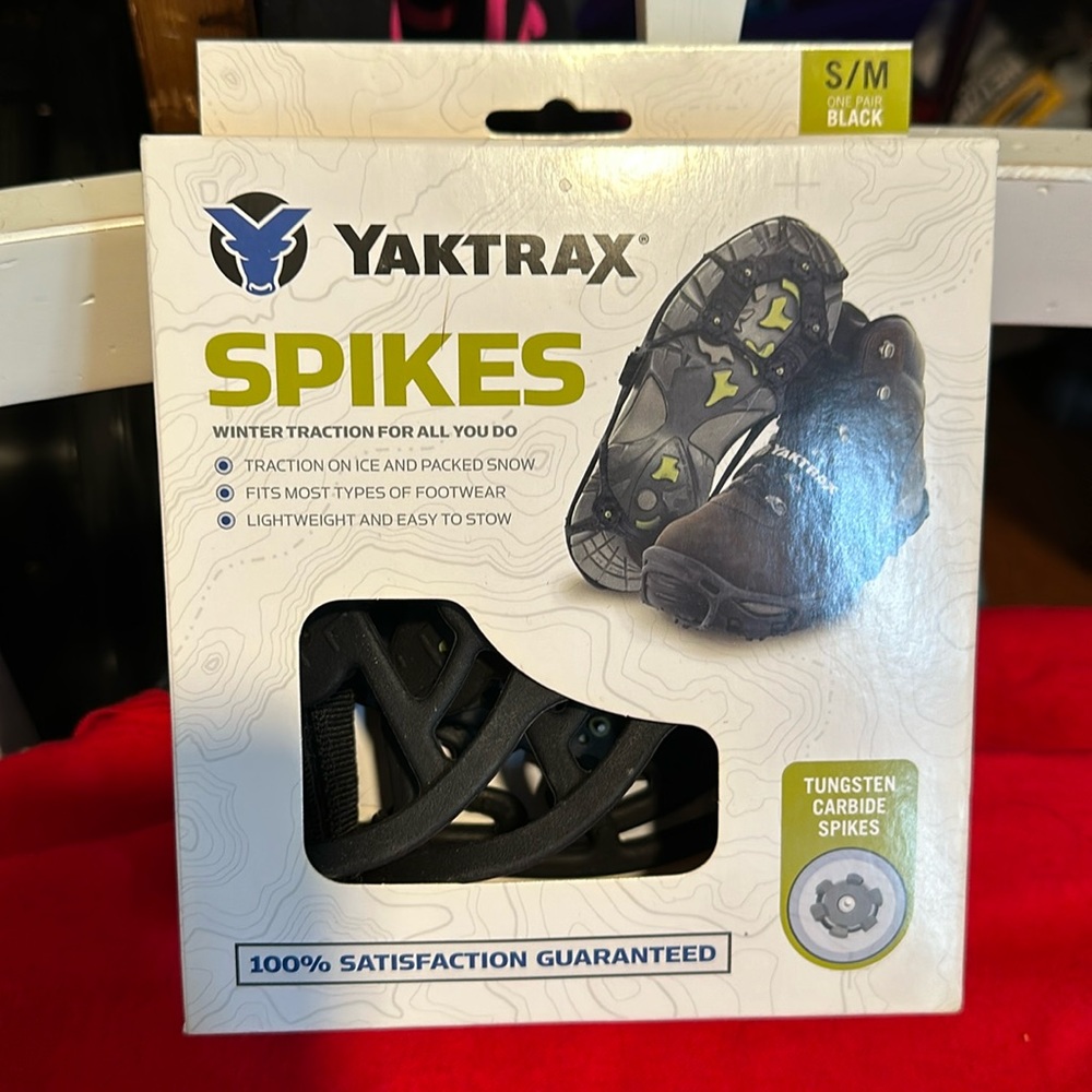 Yaktrax shoe spikes size small-medium (Shoe Size: W 5-9/M 3.5-7.5)
